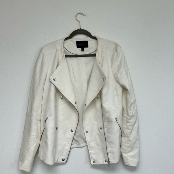 Banana Republic White Zip Up Women’s cotton bomber Jacket size 12 - Picture 1 of 7